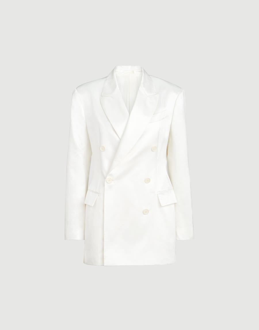 Blazer de raso con Monile Blanco Mujer - Brunello Cucinelli