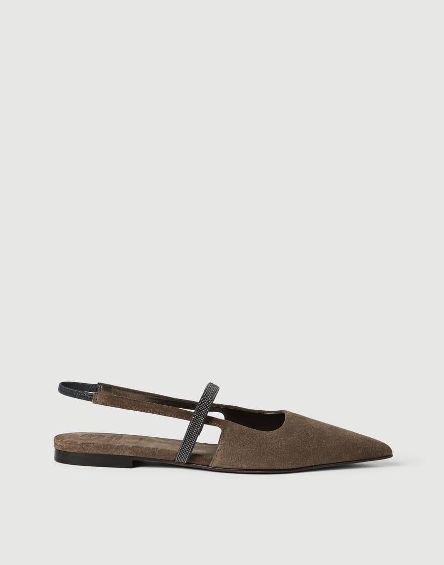 Slingbacks plats en daim Marron Femme - Brunello Cucinelli