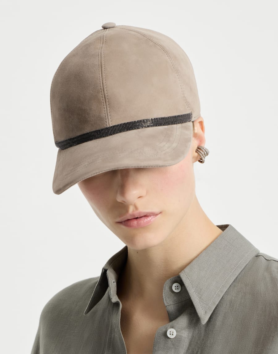 Baseball Cap with monili Beige Woman - Brunello Cucinelli