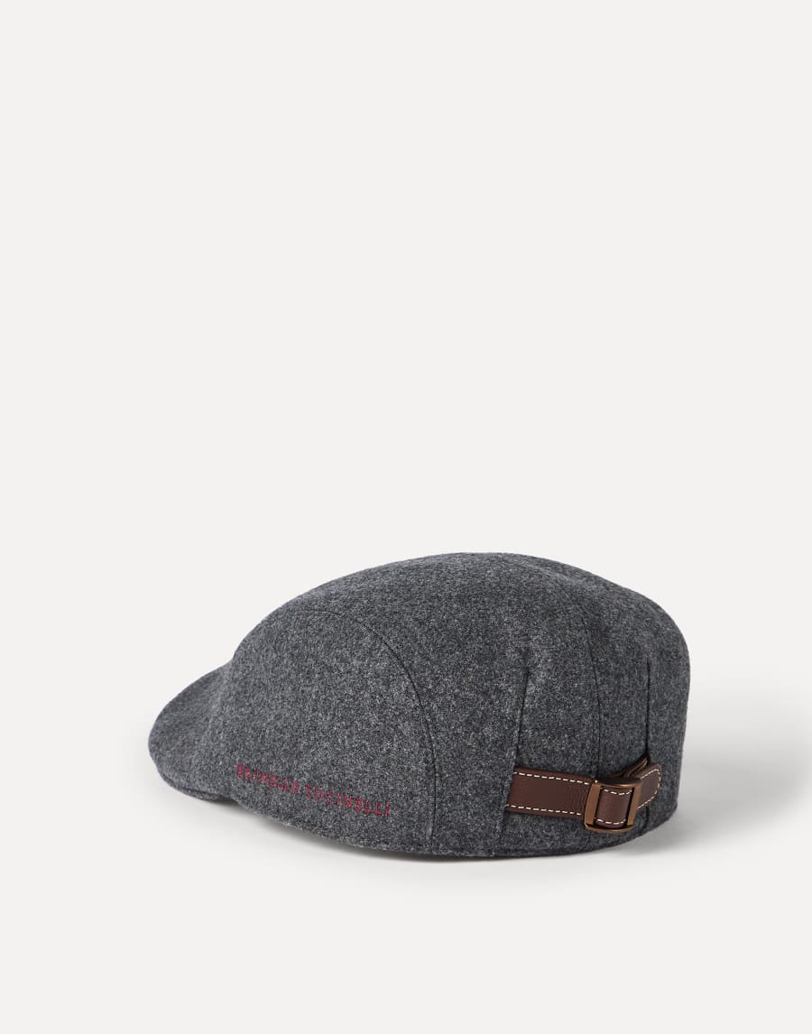 バージンウール フランネル ハンチングキャップ ダークグレー メンズ - Brunello Cucinelli