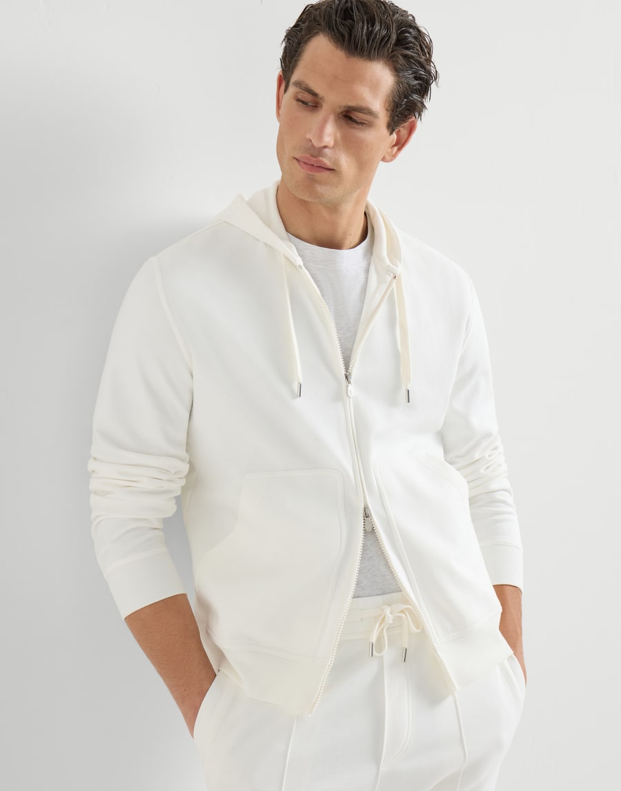 Hooded zip-up sweatshirt Off-White Man - Brunello Cucinelli