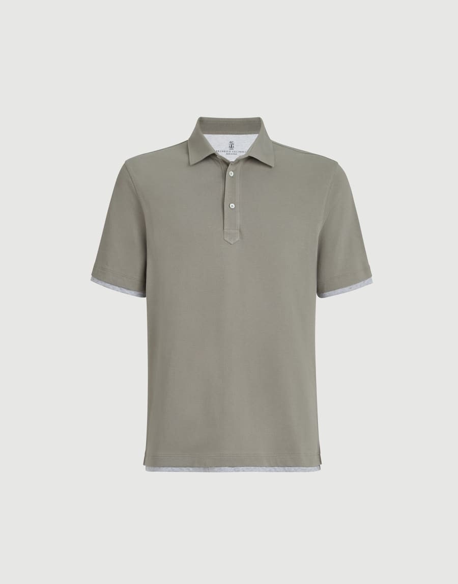 Piqué polo shirt Khaki Man - Brunello Cucinelli