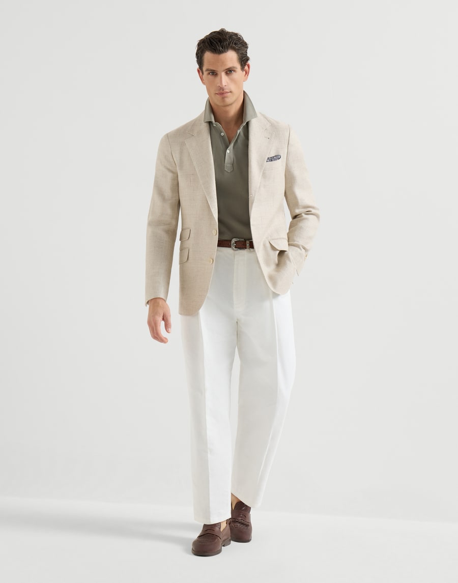 Piqué polo shirt Khaki Man - Brunello Cucinelli