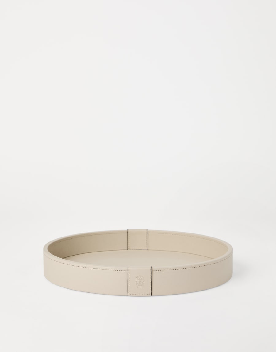 木材与皮革小号托盘 大米色 生活风格 - Brunello Cucinelli