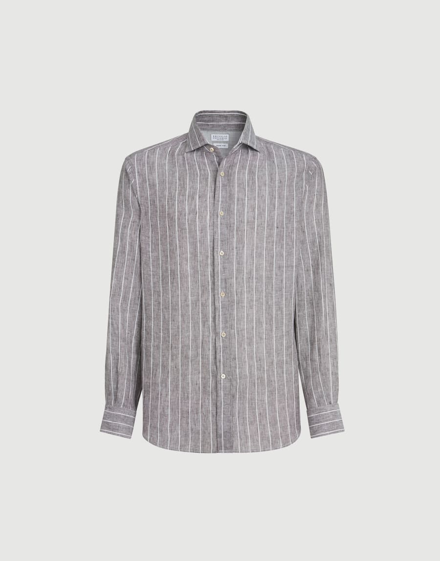 Chalk stripe shirt Hazelnut Man - Brunello Cucinelli