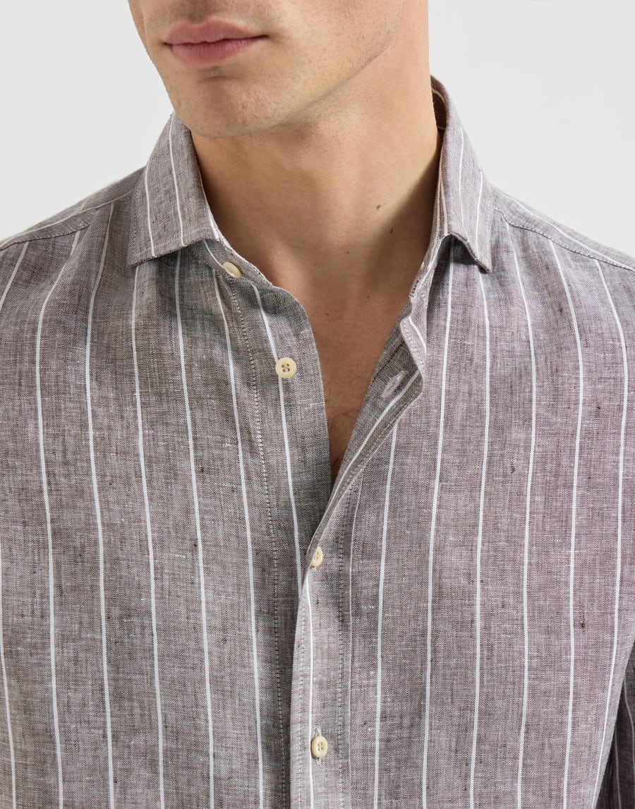 Chalk stripe shirt Hazelnut Man - Brunello Cucinelli