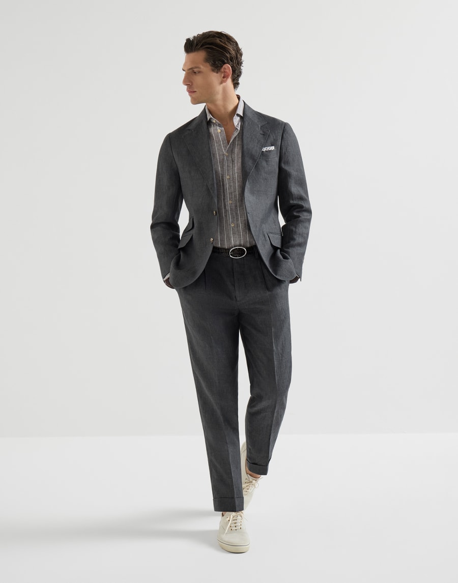 Chalk stripe shirt Hazelnut Man - Brunello Cucinelli