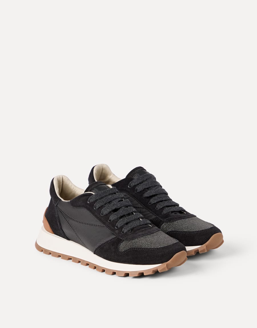 Suede and techno fabric runners Black Woman - Brunello Cucinelli