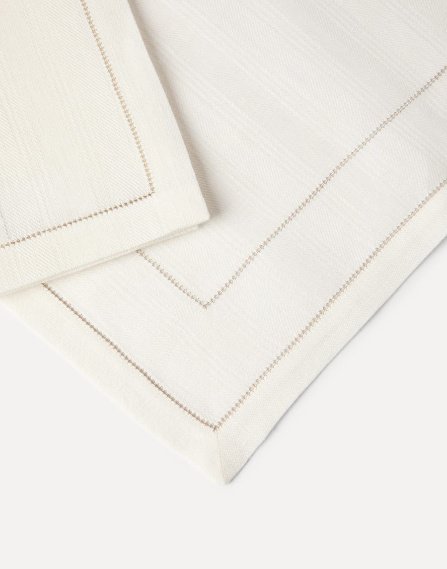 Striped linen placemat and napkin set Buff Lifestyle - Brunello Cucinelli