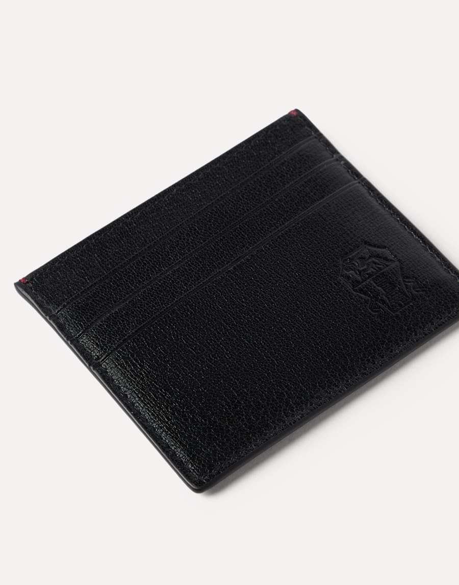 Grained leather card holder Black Man - Brunello Cucinelli