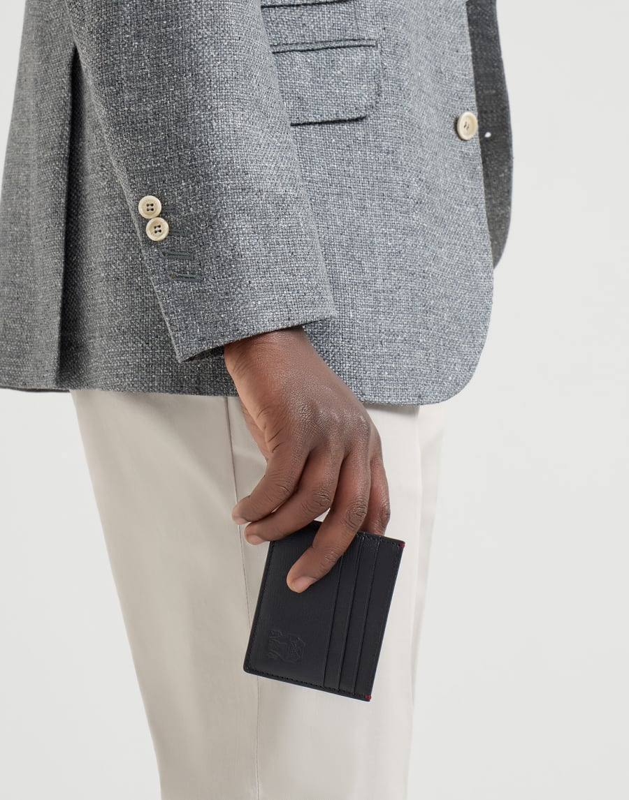 Grained leather card holder Black Man - Brunello Cucinelli