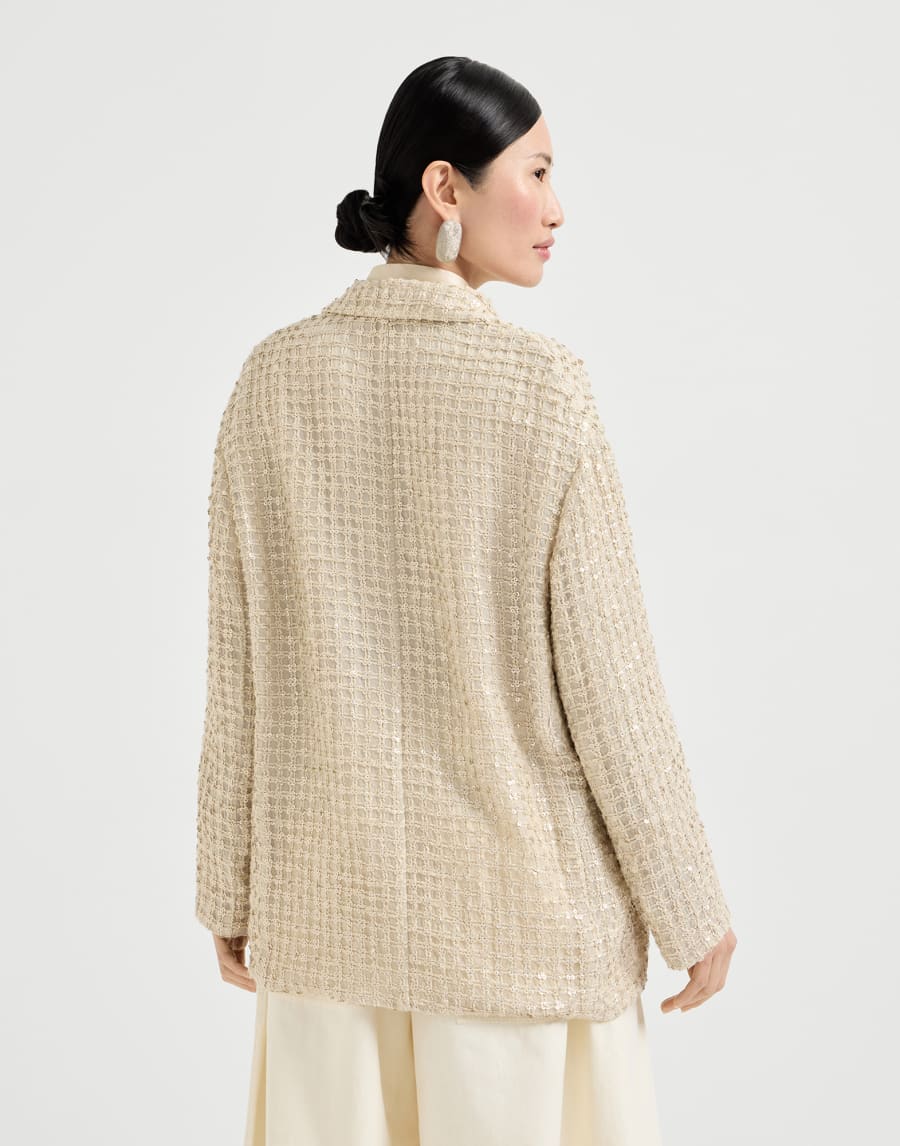 Veste Dazzling Net Embroidery Crème Femme - Brunello Cucinelli