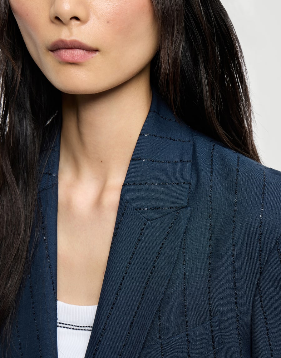 Blazer Dazzling Chalkstripe Azul Mujer - Brunello Cucinelli