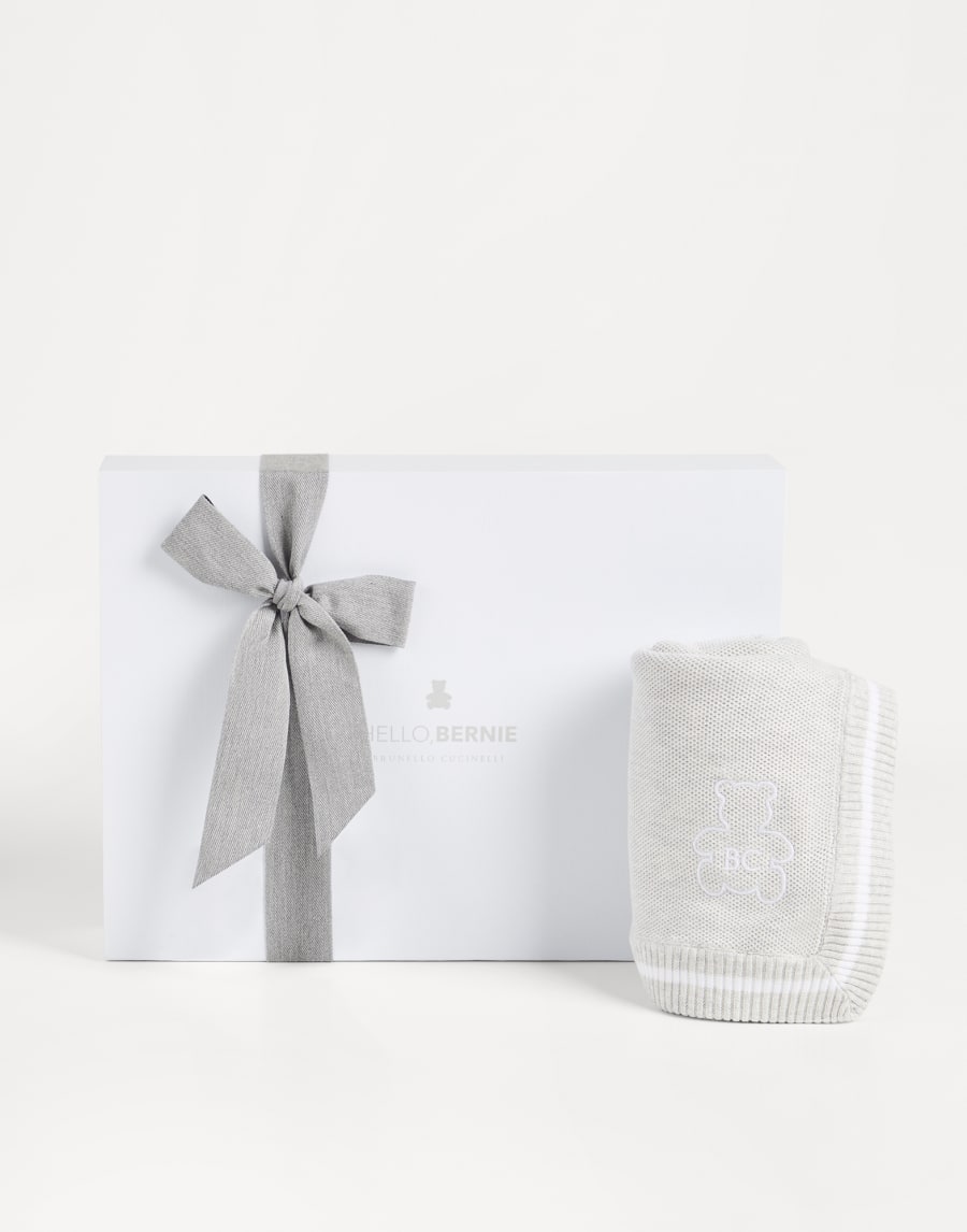 伯尼小熊幼童刺绣盖毯 雾白 幼童 - Brunello Cucinelli