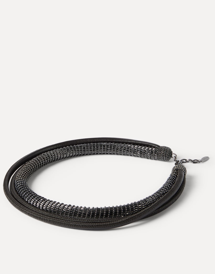 Leather precious necklace Black Woman - Brunello Cucinelli