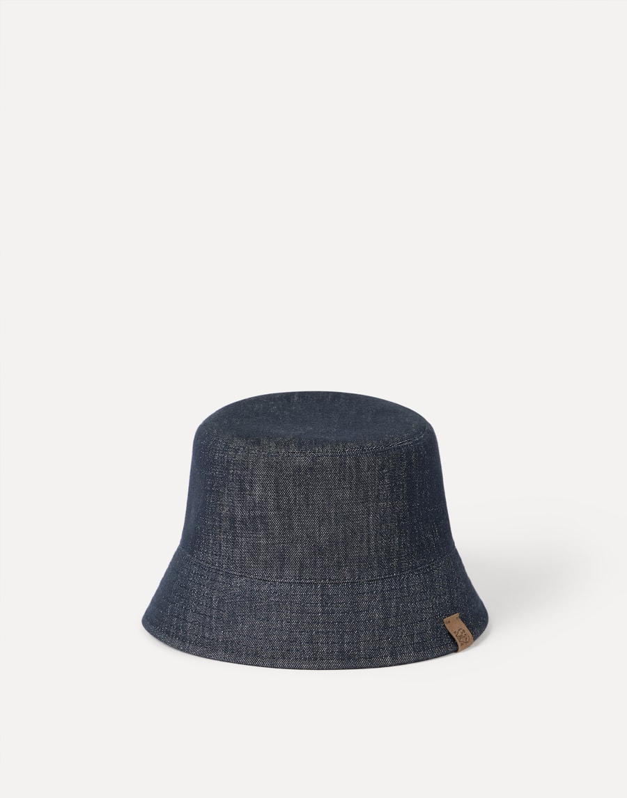 Bucket hat with logo Denim Woman - Brunello Cucinelli