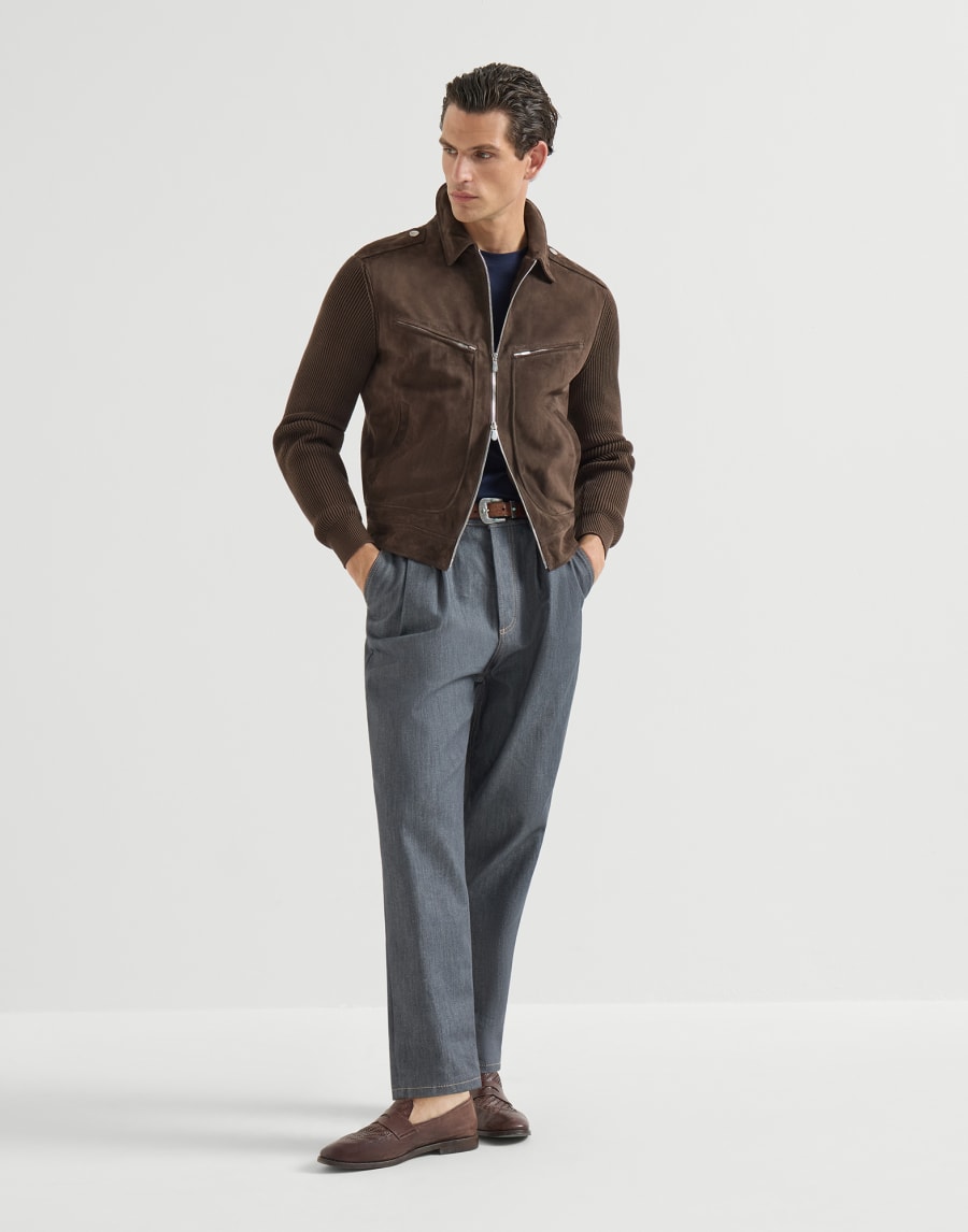 Jersey T-shirt with logo Cobalt Man - Brunello Cucinelli