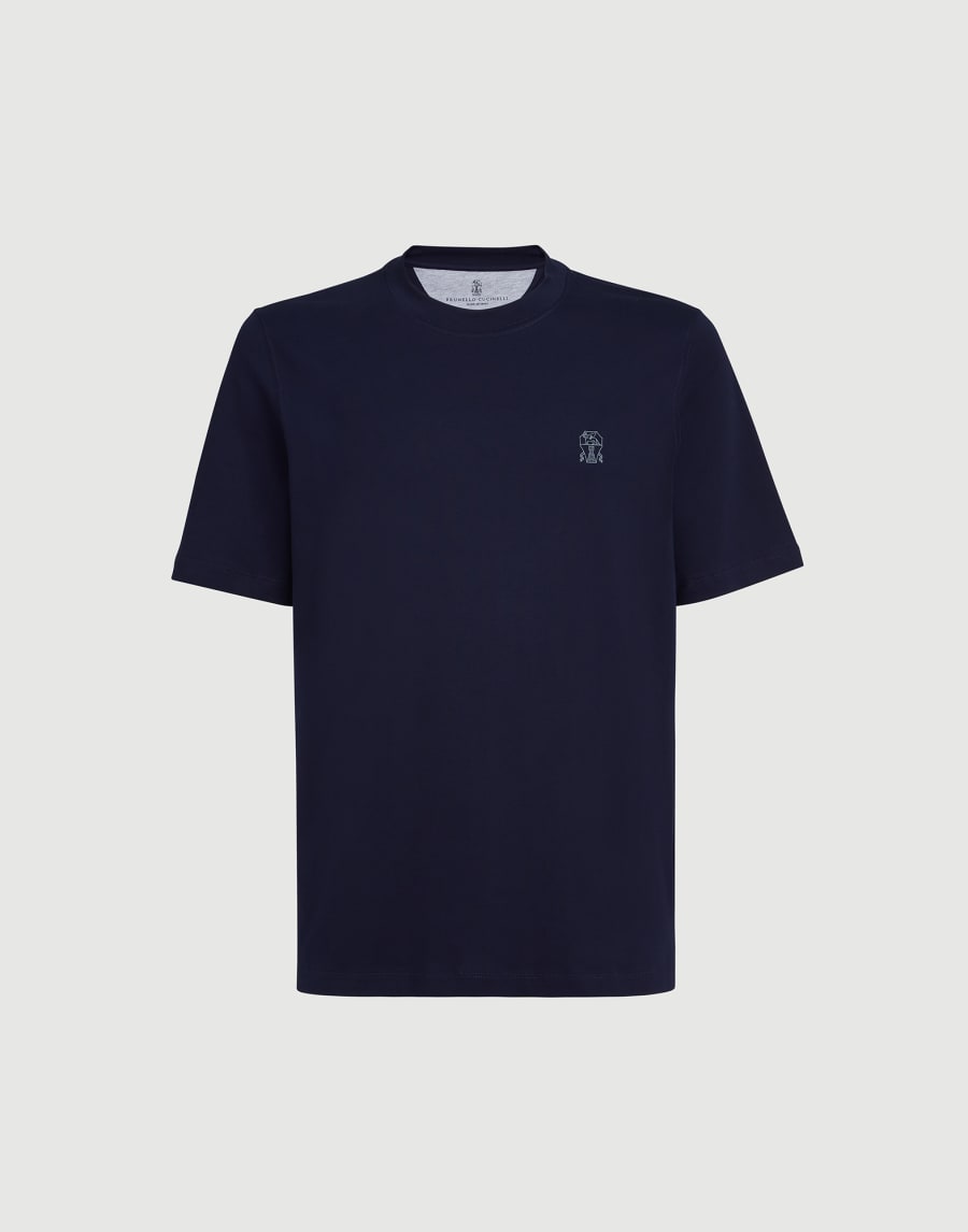 Jersey T-shirt with logo Cobalt Man - Brunello Cucinelli