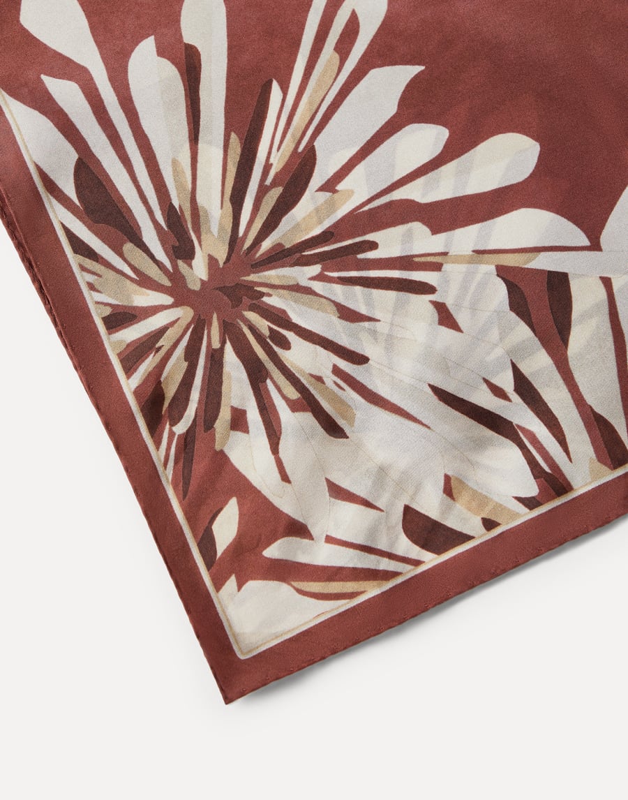 Bloom print pongee foulard Bordeaux Woman - Brunello Cucinelli