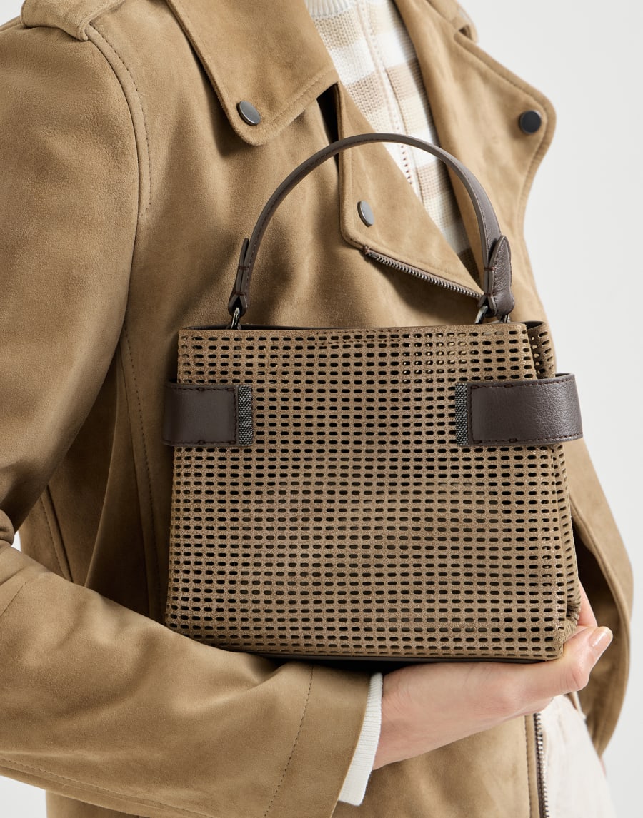 Leather Essence small top-handle bag Brown Woman - Brunello Cucinelli