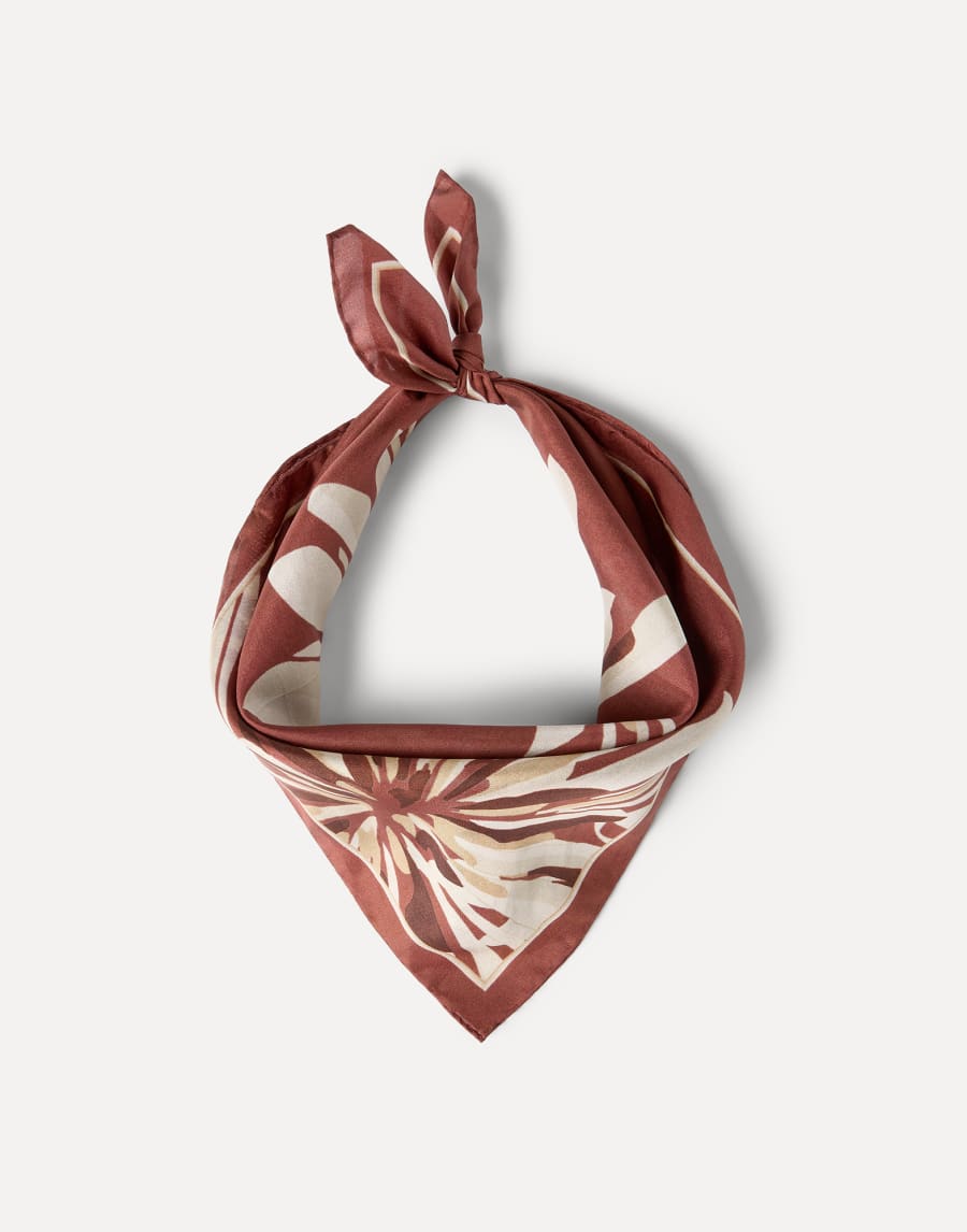 Bloom print pongee foulard Bordeaux Woman - Brunello Cucinelli