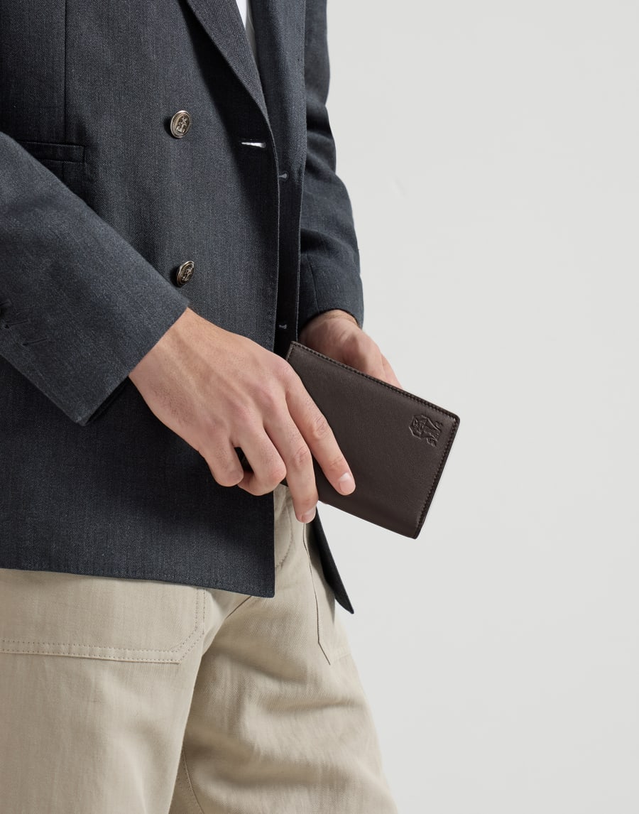 Calfskin passport holder Rust Brown Man - Brunello Cucinelli