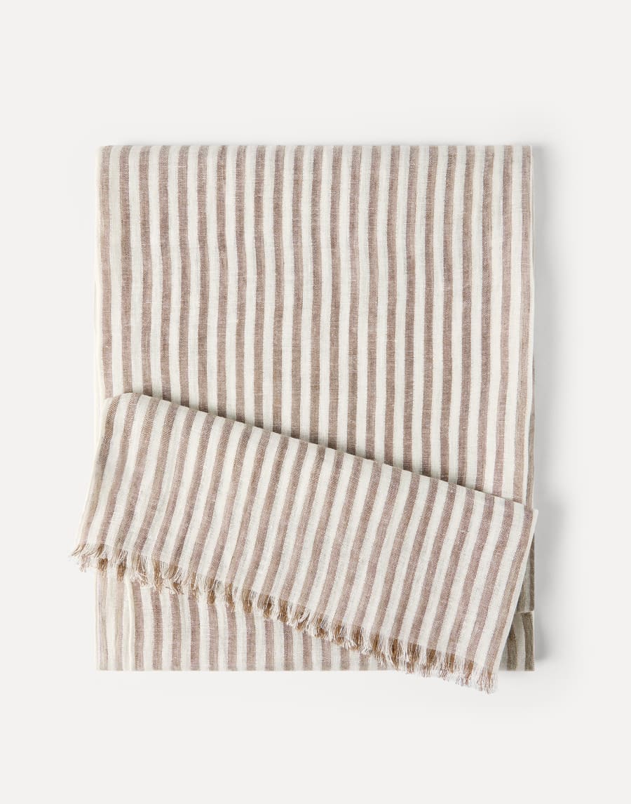 Sparkling striped linen scarf Panama Woman - Brunello Cucinelli