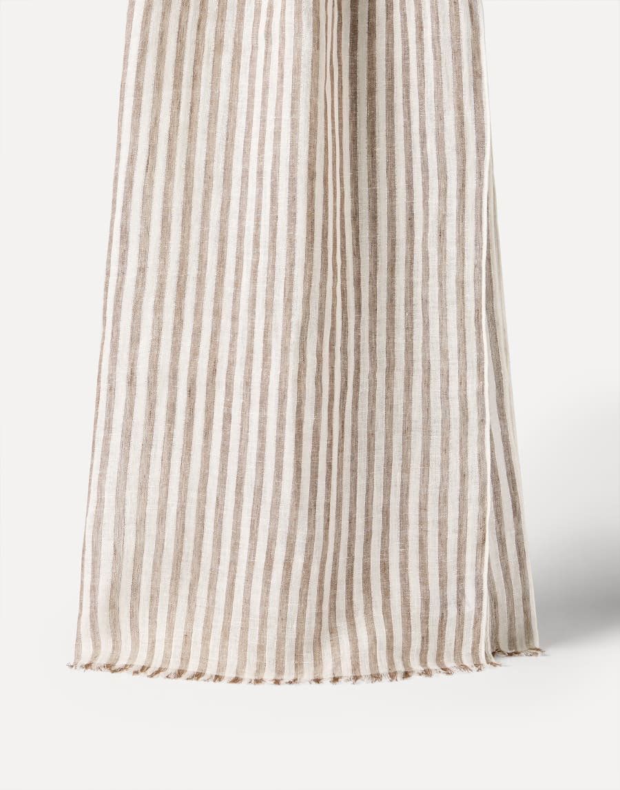 Sparkling striped linen scarf Panama Woman - Brunello Cucinelli