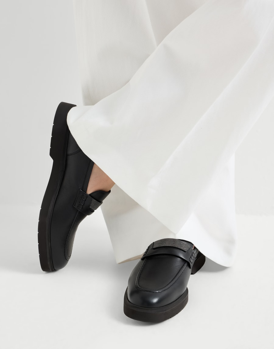 Penny loafers en nappa ornés de Monile Noir Femme - Brunello Cucinelli