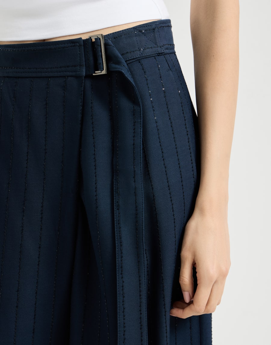 Dazzling chalk stripe trousers Blue Woman - Brunello Cucinelli