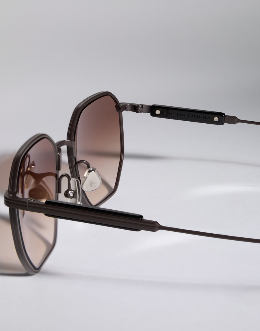 Geometrische Brille aus Titan Schokolade Brillen - Brunello Cucinelli