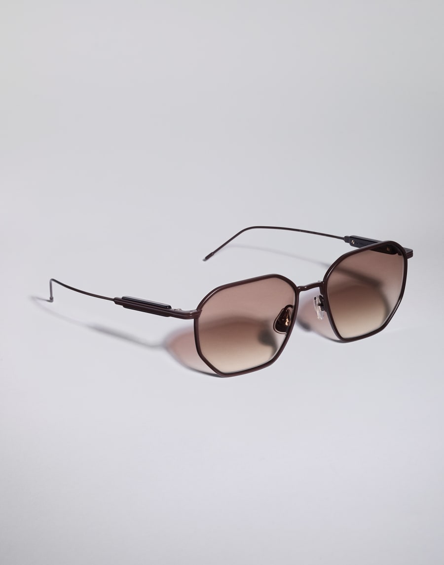 Geometrische Brille aus Titan Schokolade Brillen - Brunello Cucinelli