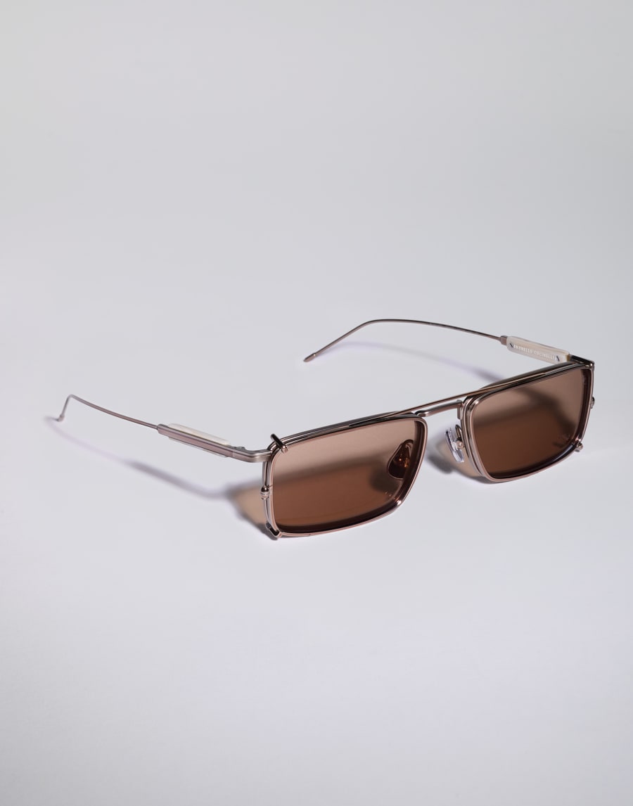 Occhiale in titanio con clip-on Oro Rosa Occhiali - Brunello Cucinelli