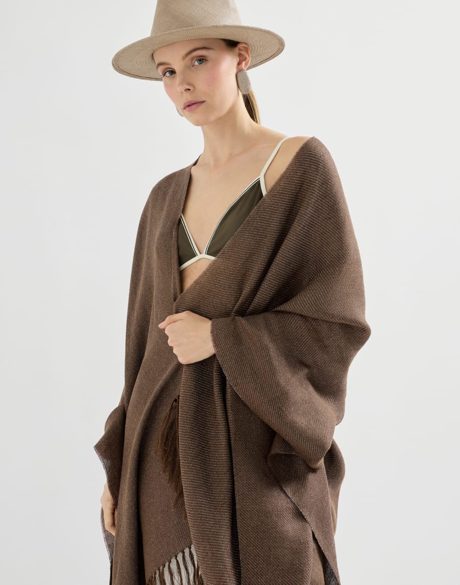 Linen cover poncho Brown Woman - Brunello Cucinelli