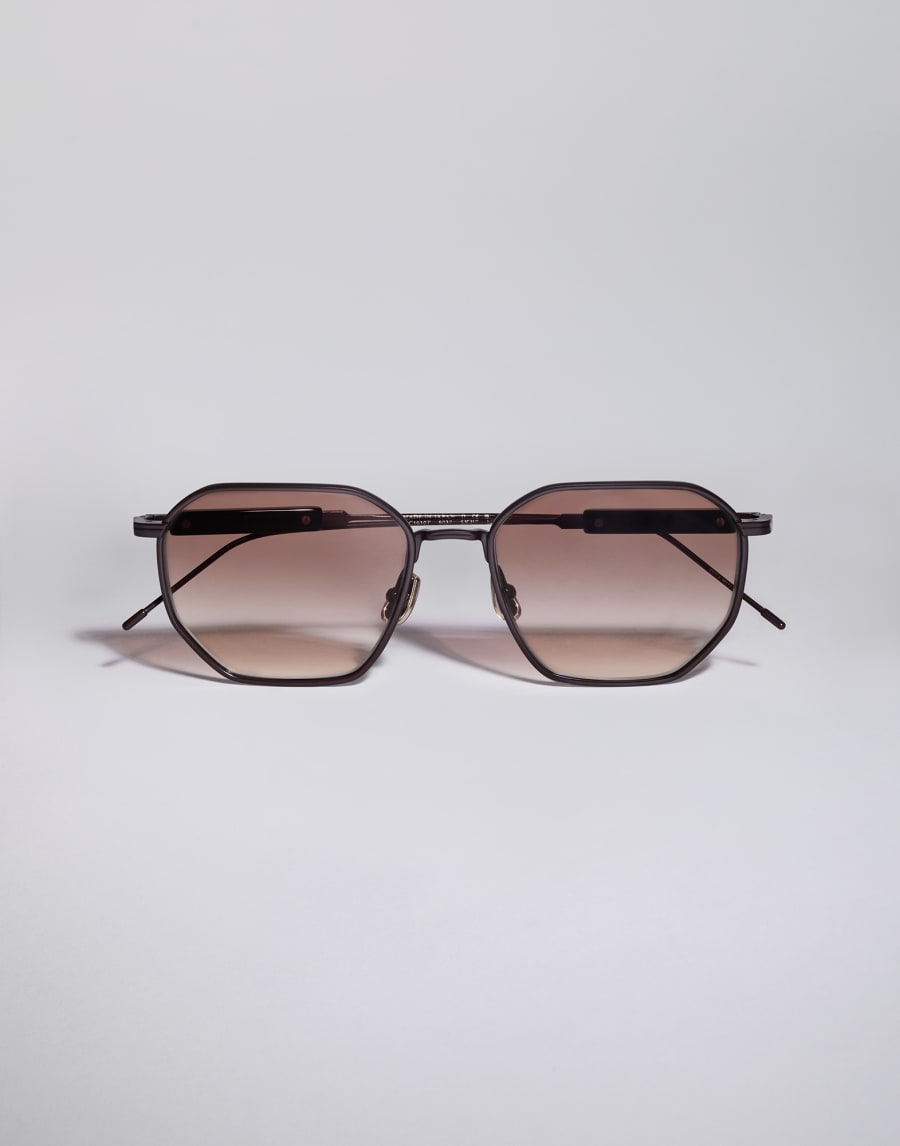 Geometrische Brille aus Titan Schokolade Brillen - Brunello Cucinelli
