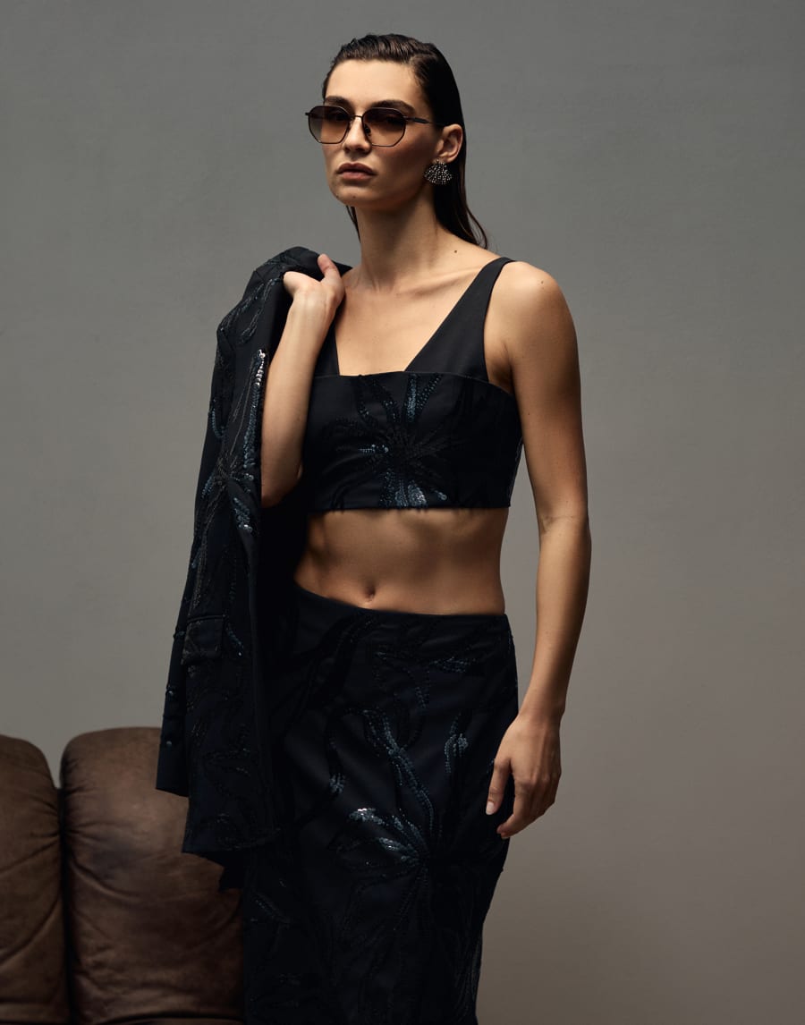 Geometrische Brille aus Titan Schokolade Brillen - Brunello Cucinelli