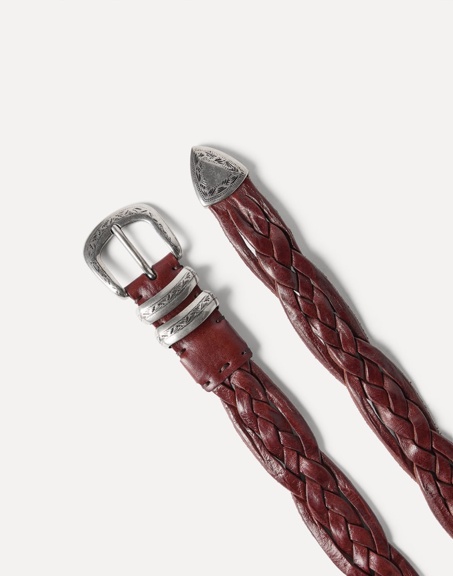 Braided calfskin belt Tobacco Man - Brunello Cucinelli