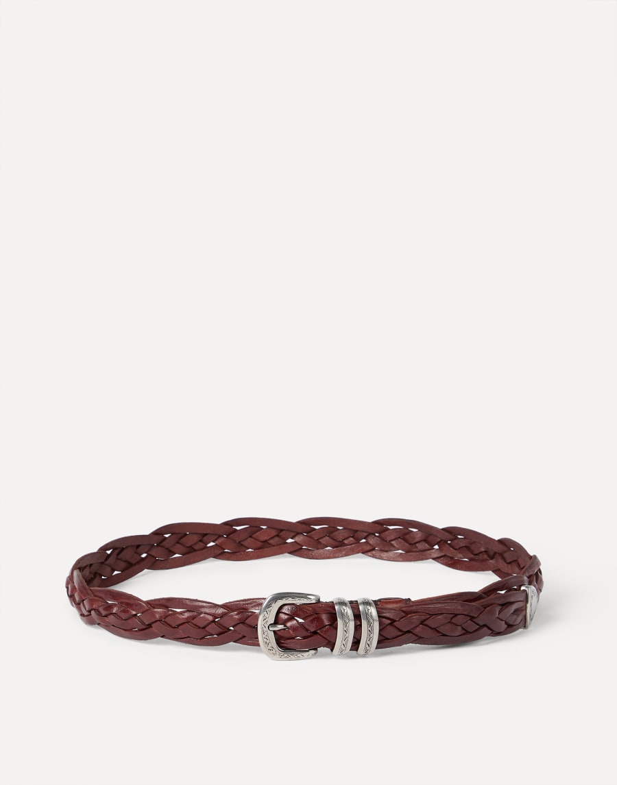 Braided calfskin belt Tobacco Man - Brunello Cucinelli