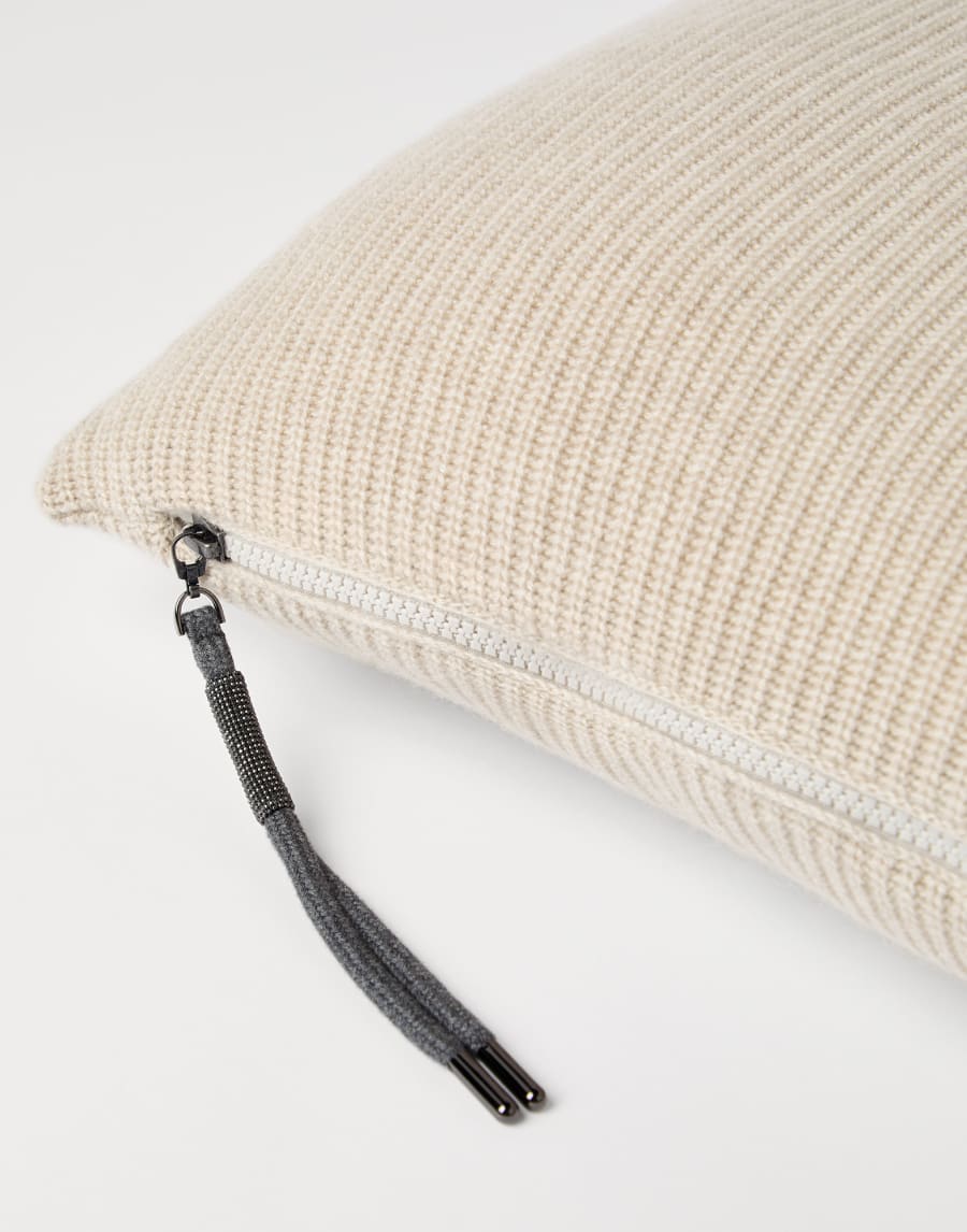 Shiny Zipper Pull knit cushion Buff Lifestyle - Brunello Cucinelli