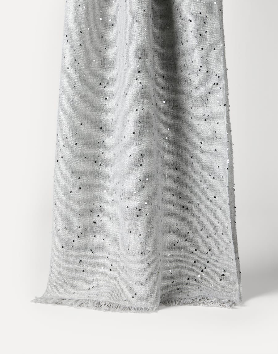 Echarpe en cachemire et soie Diamante Gris Clair Femme - Brunello Cucinelli