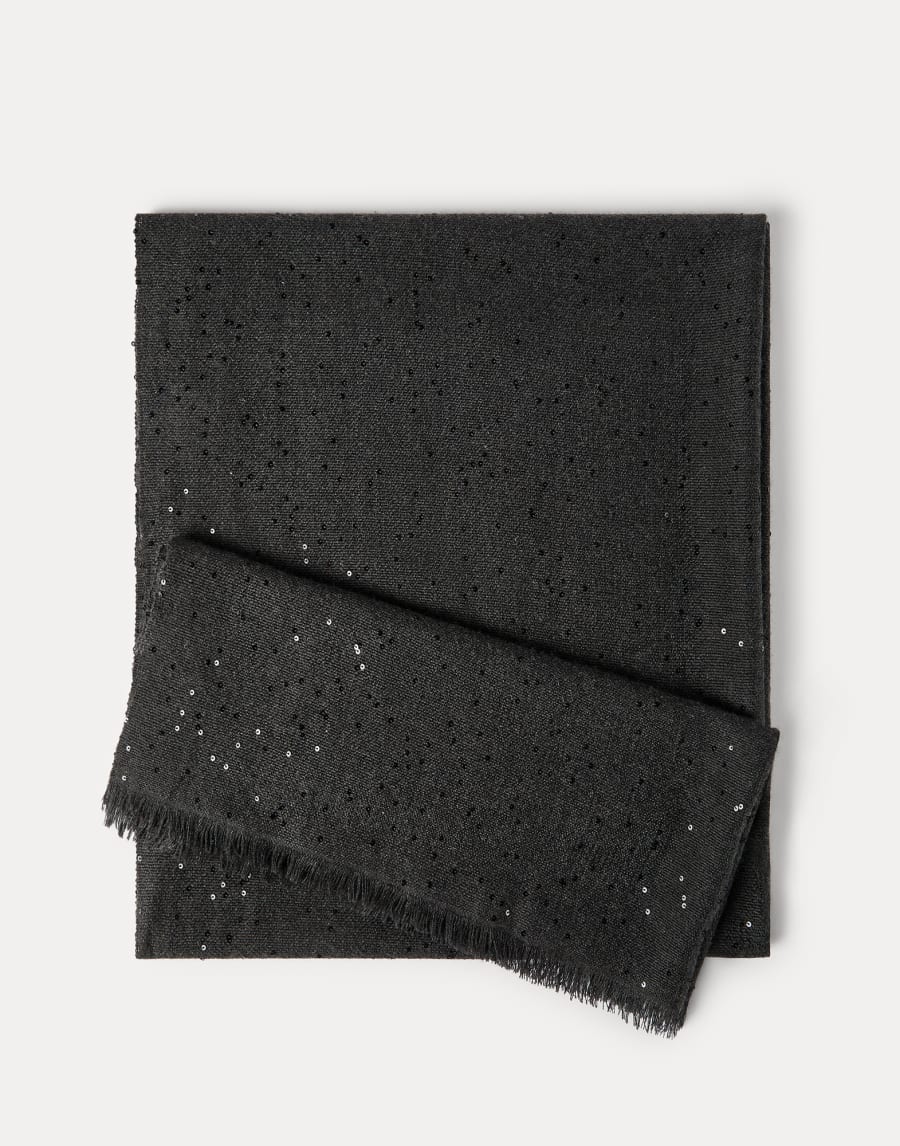 Cashmere and silk Diamond yarn scarf Lignite Grey Woman - Brunello Cucinelli