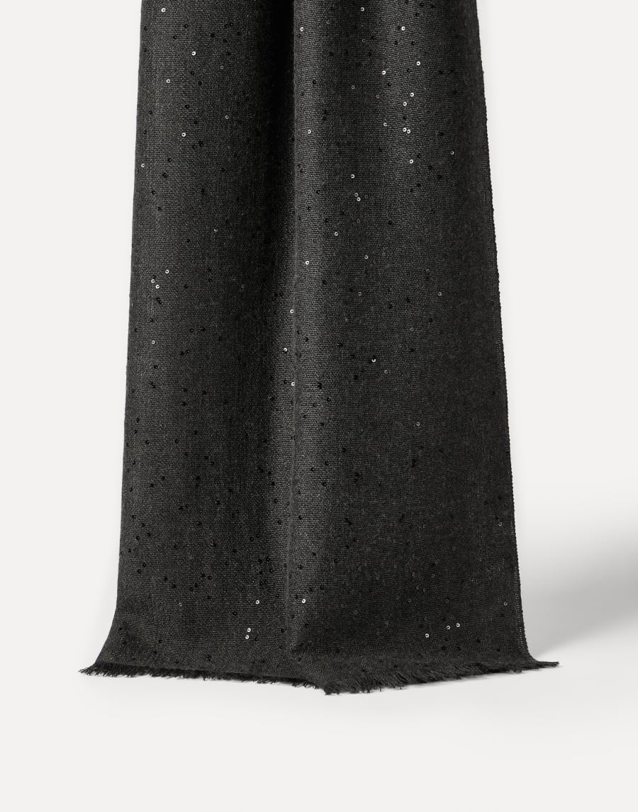 Cashmere and silk Diamond yarn scarf Lignite Grey Woman - Brunello Cucinelli