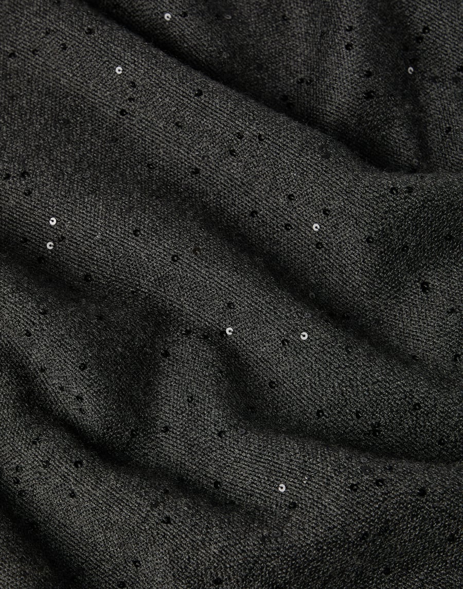 Cashmere and silk Diamond yarn scarf Lignite Grey Woman - Brunello Cucinelli