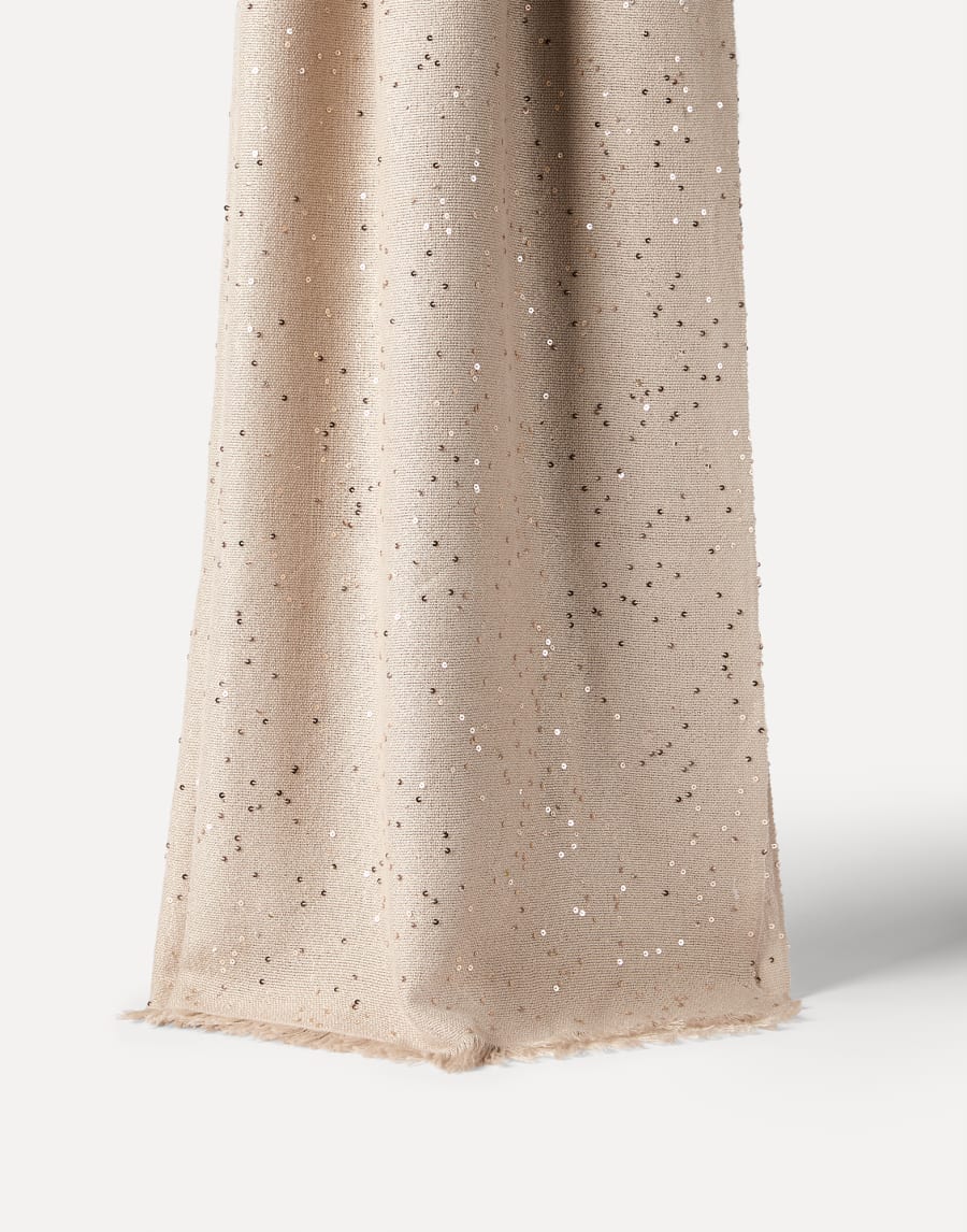 Cashmere and silk Diamond yarn scarf Beige Woman - Brunello Cucinelli