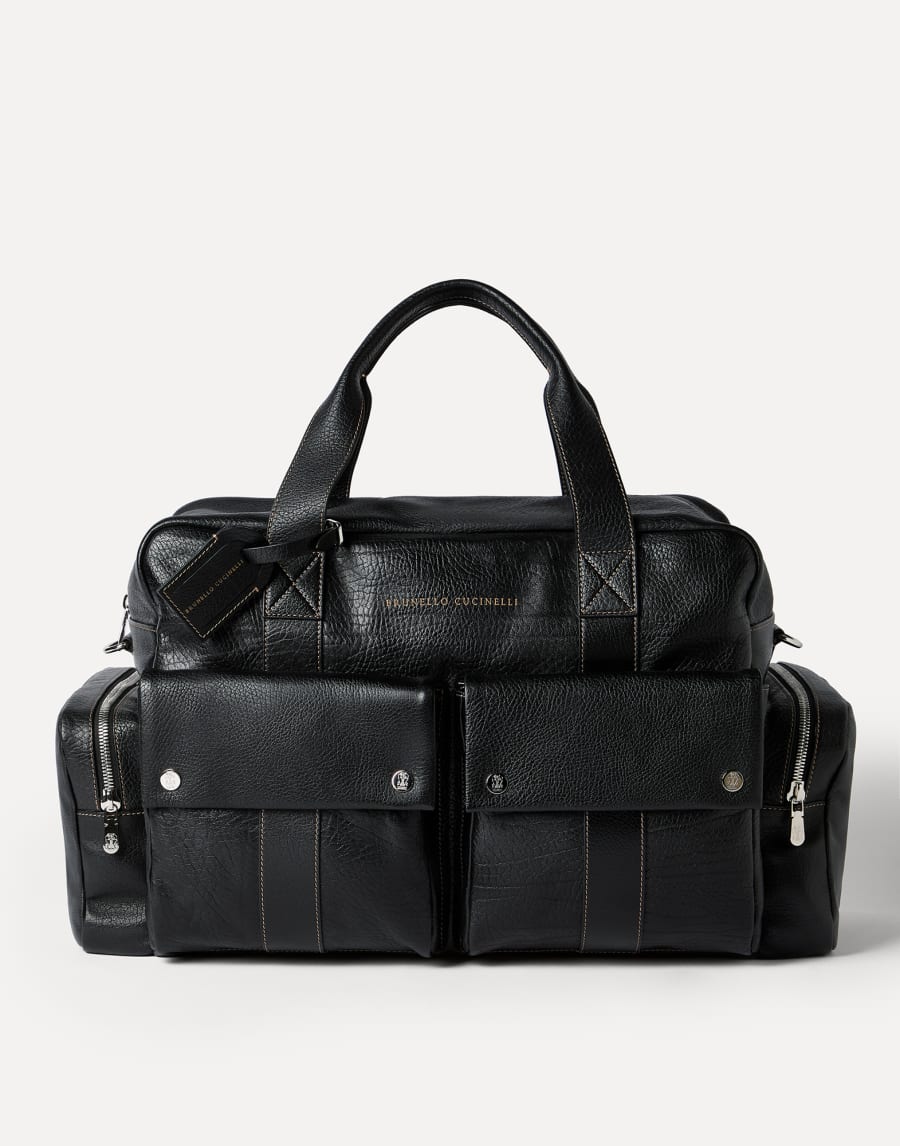 Grained calfskin leisure bag Black Man - Brunello Cucinelli