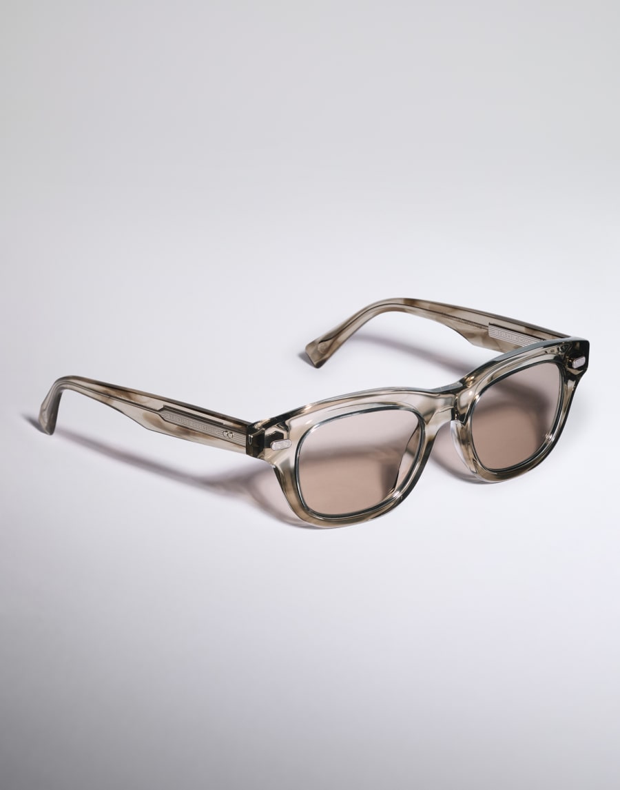 Quadratische Azetatbrille Taupe Smoke Brillen - Brunello Cucinelli