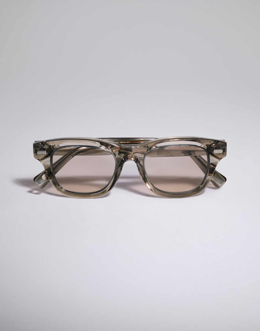 Quadratische Azetatbrille Taupe Smoke Brillen - Brunello Cucinelli