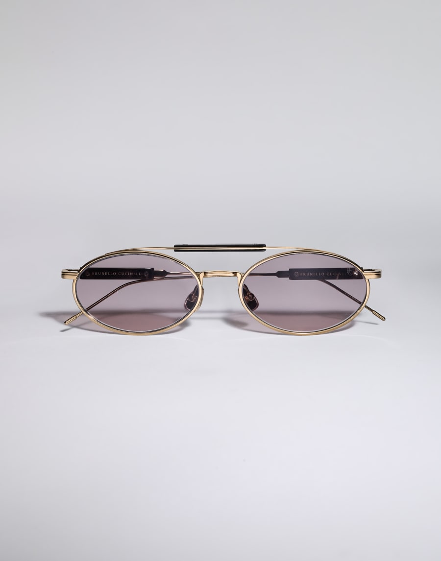 Sonnenbrille aus Titan und Horn Gold Brillen - Brunello Cucinelli