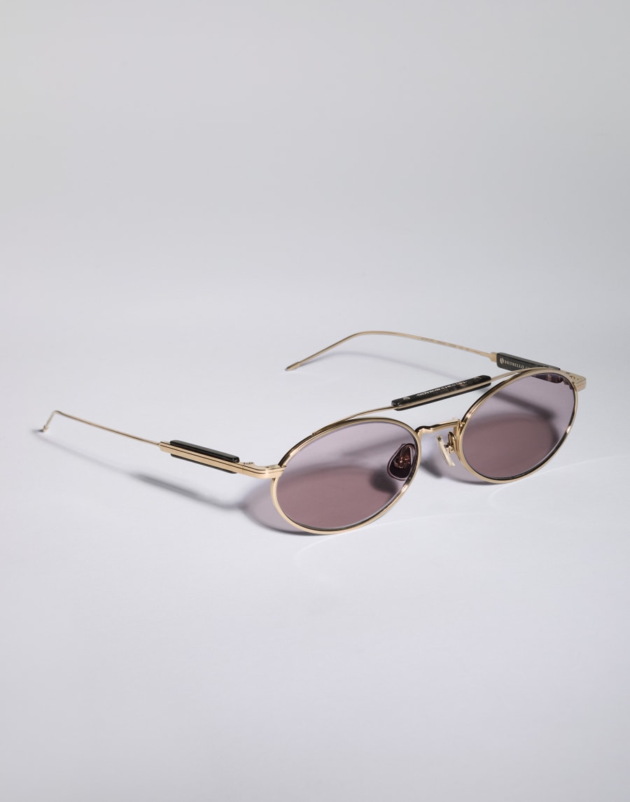 Sonnenbrille aus Titan und Horn Gold Brillen - Brunello Cucinelli
