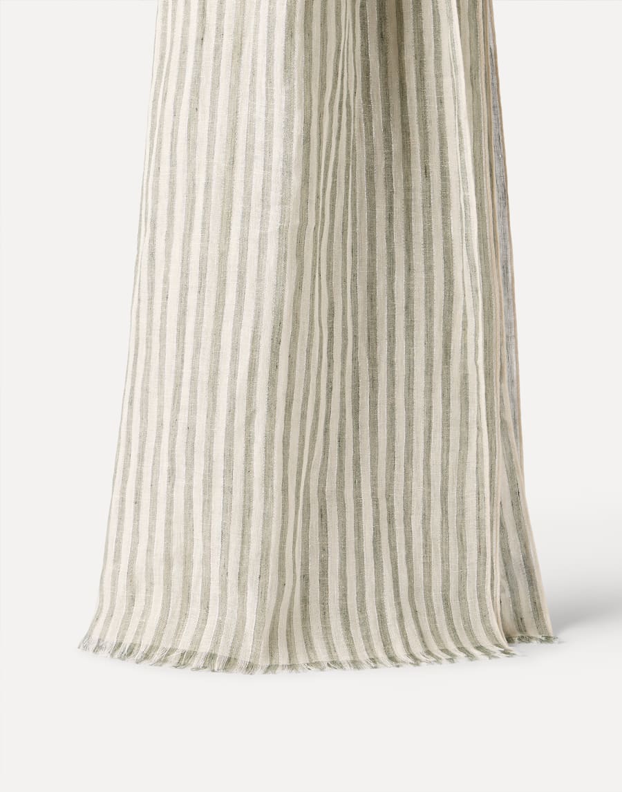 Sparkling striped linen scarf Green Woman - Brunello Cucinelli